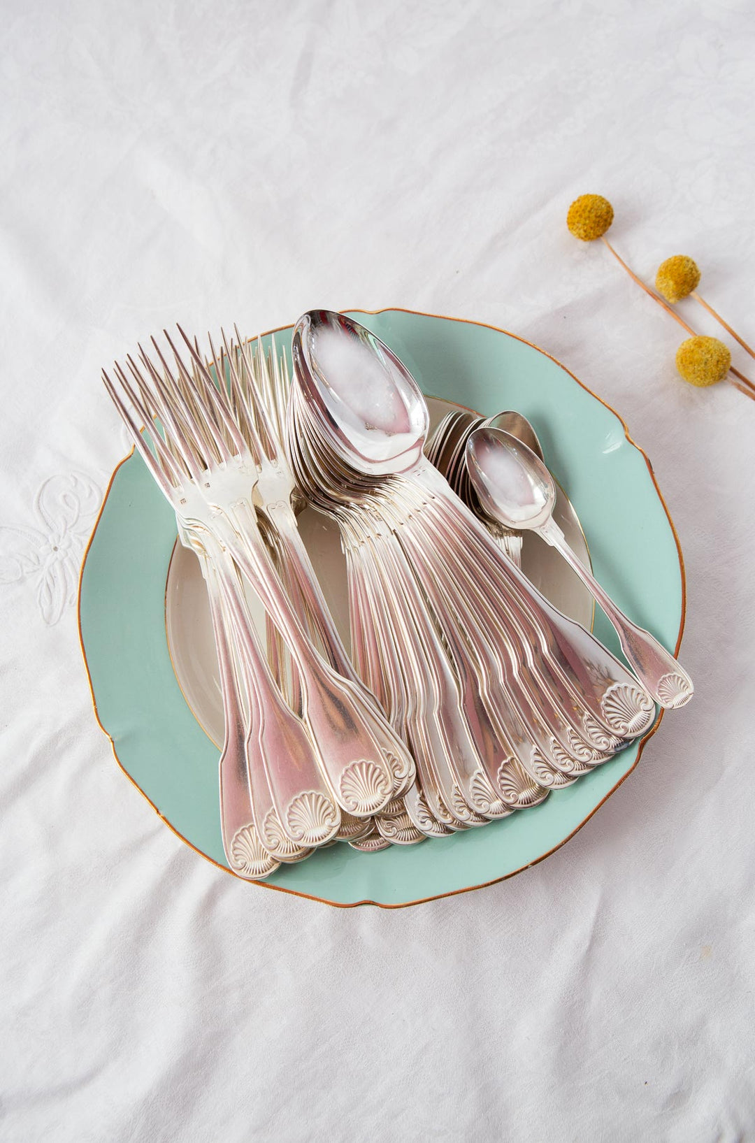 Antigua cubertería de MESA Christofle "Vendôme" PARA 12 iniciales A.D (36 PIEZAS)