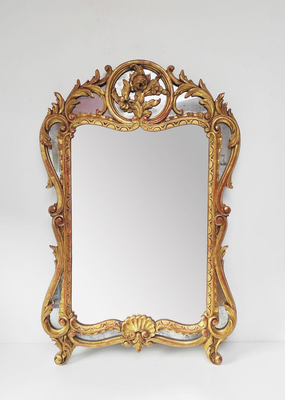 Antiguo espejo francés madera dorada estilo Luis XV barroco (100*66 cm)