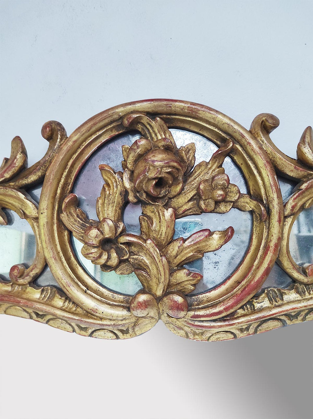 Antiguo espejo francés madera dorada estilo Luis XV barroco (100*66 cm)