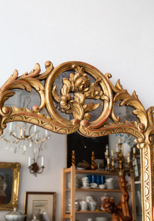 Antiguo espejo francés madera dorada estilo Luis XV barroco (100*66 cm)