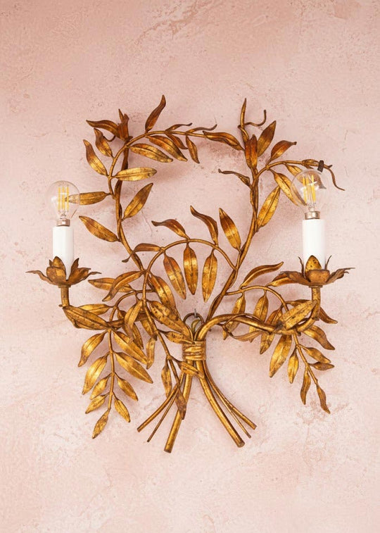 Aplique italiano Banci metal dorado hojas c. 1960/70 (50*40 cm)