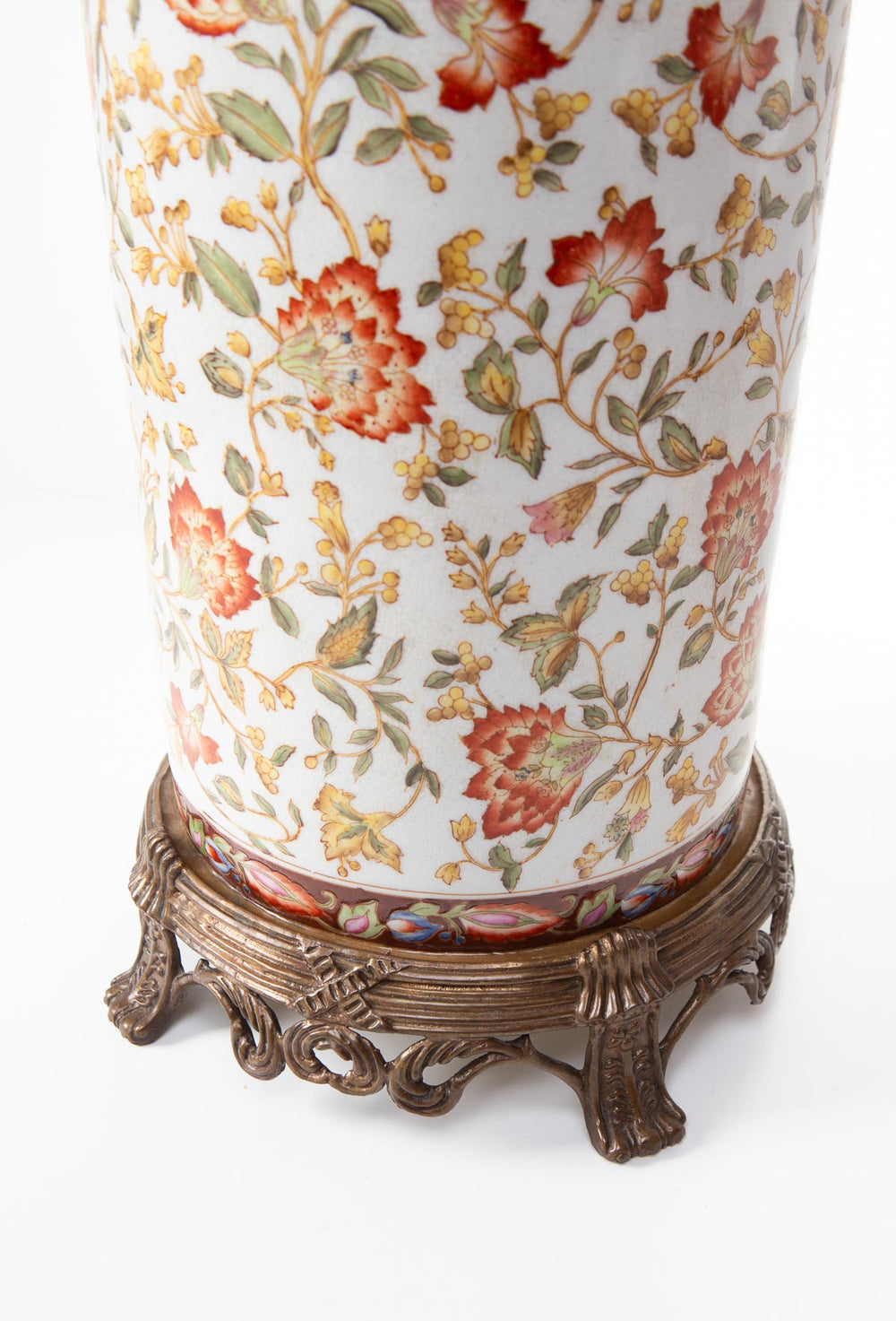 Antiguo paragüero gres y latón  (52 cm)