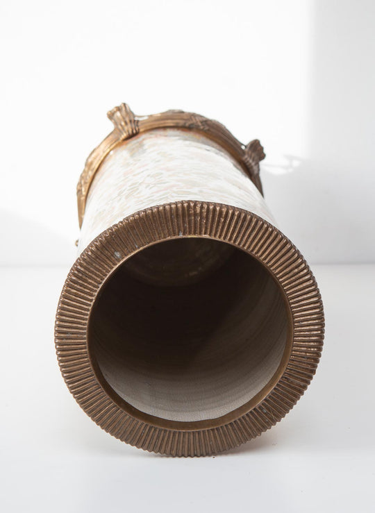 Antiguo paragüero gres y latón  (52 cm)