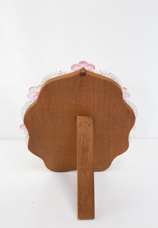 espejo vintage cristal murano flores rosa