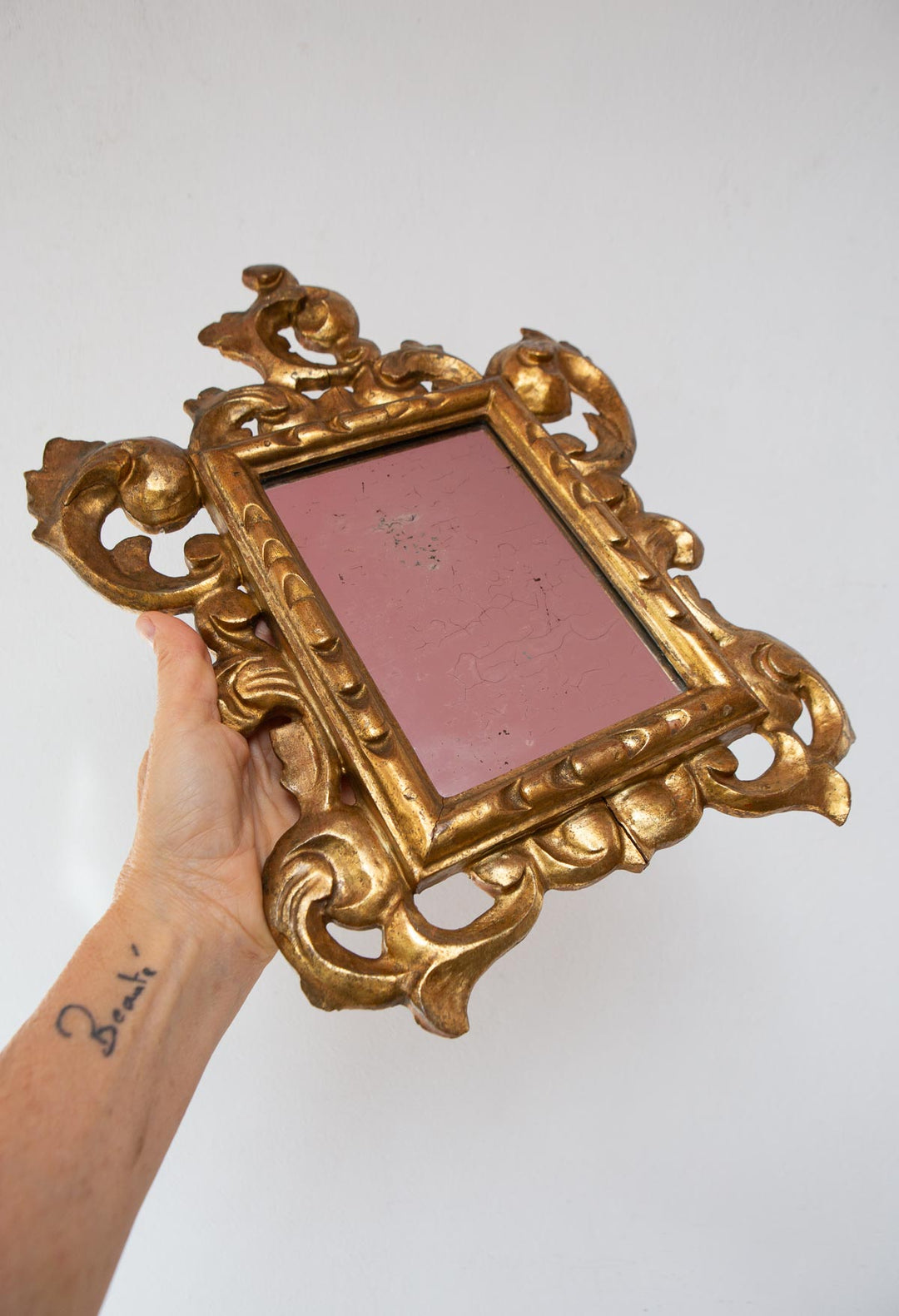 6187 antiguo espejo frances dorado oro fino