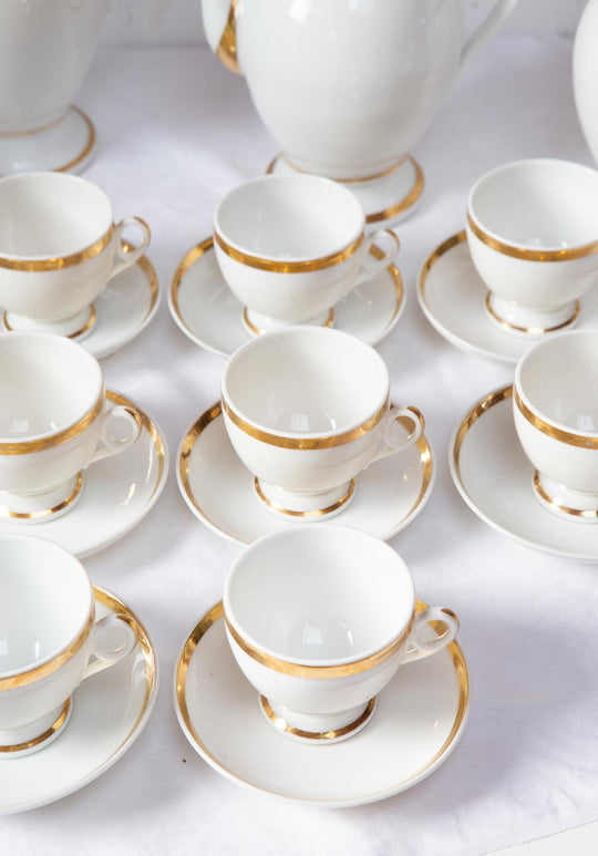 Antiguo juego de café PARA 10 porcelana Vieux Paris o Limoges s. XIX (24 PIEZAS)