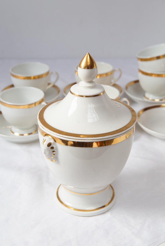 Antiguo juego de café PARA 10 porcelana Vieux Paris o Limoges s. XIX (24 PIEZAS)