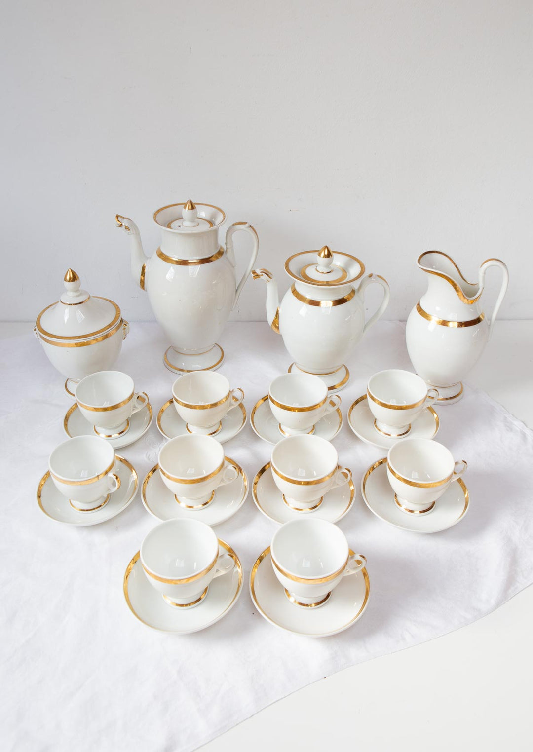 Antiguo juego de café PARA 10 porcelana Vieux Paris o Limoges s. XIX (24 PIEZAS)