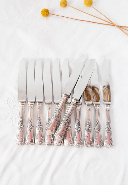 Juego cuchillos MESA y ENTRANTES franceses para 12 Louis XV (24 PIEZAS)