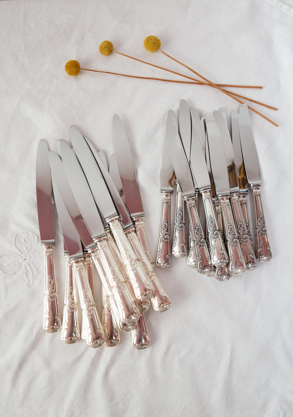 Juego cuchillos MESA y ENTRANTES franceses para 12 Louis XV (24 PIEZAS)