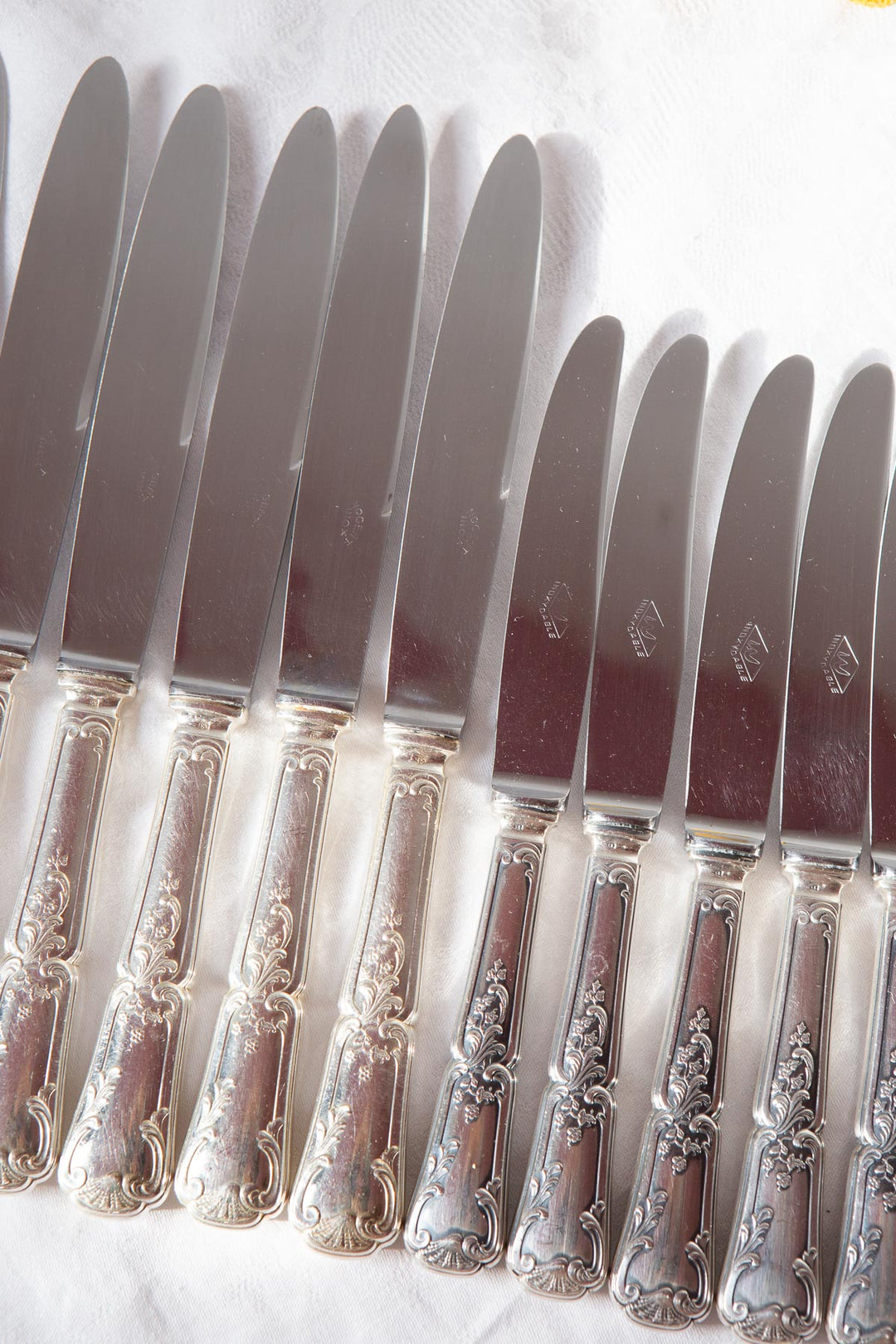 Juego cuchillos MESA y ENTRANTES franceses para 12 Louis XV (24 PIEZAS)