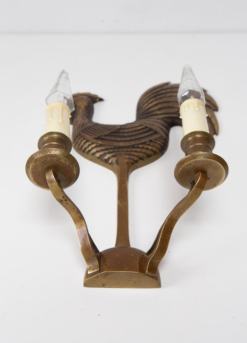 Antiguo aplique de pared francés "gallo" bronce c. 1950s (39 cm)