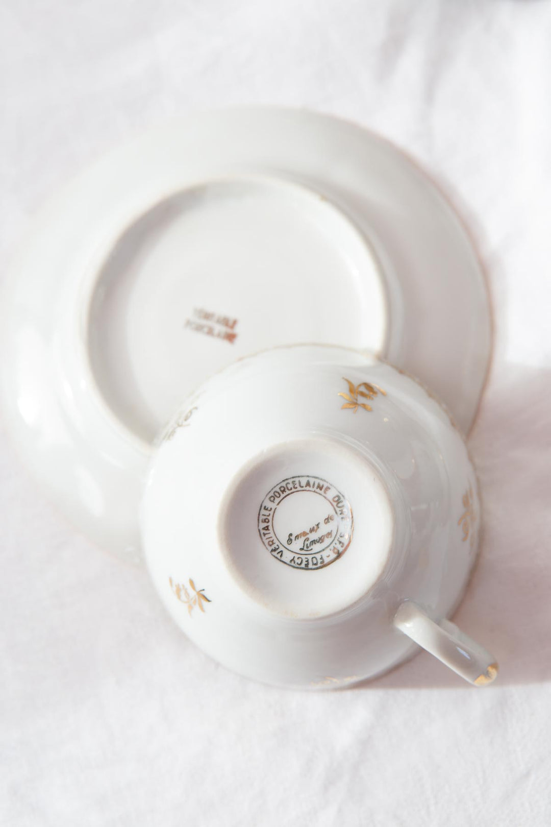 Juego de té PARA 6 porcelana Limoges vintage (14 PIEZAS)