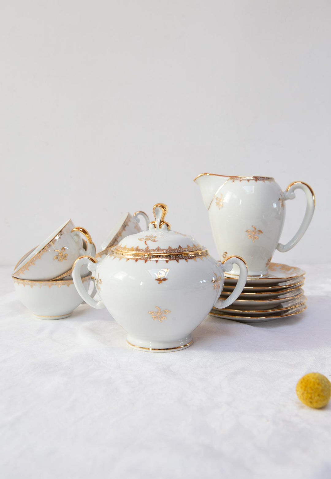 Juego de té PARA 6 porcelana Limoges vintage (14 PIEZAS)