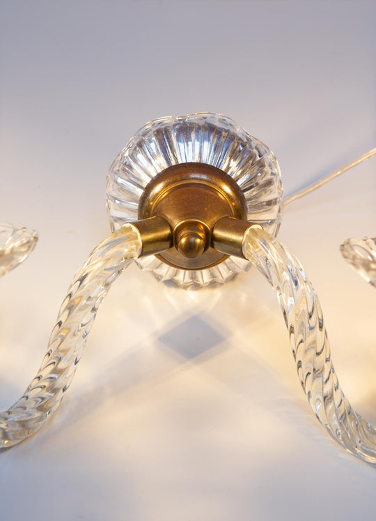 Aplique francés cristal y latón dos brazos c. 1950s