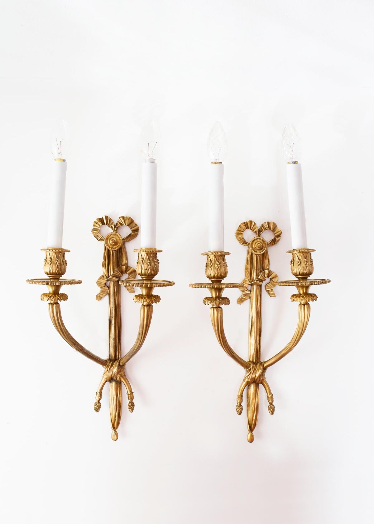 pareja grandes apliques bronce dorado estilo luis XVI