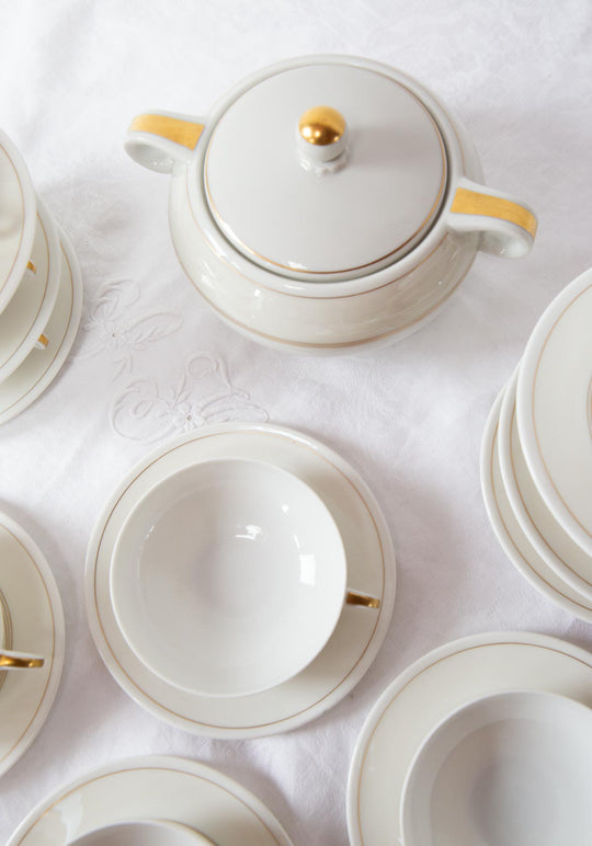 Juego de té PARA 12 porcelana Limoges A. Vignaud (25 PIEZAS)