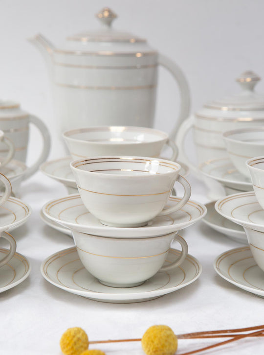 Doble juego de té y café PARA 6 porcelana Charles Ahrenfeldt Limoges (27 PIEZAS)