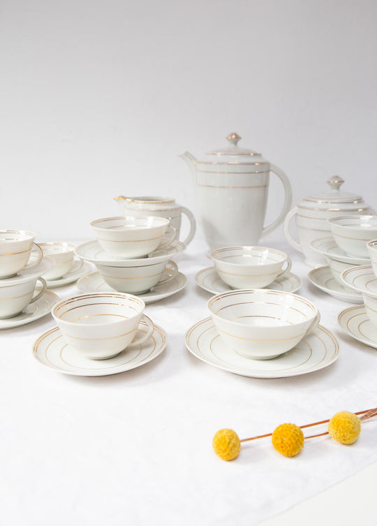Doble juego de té y café PARA 6 porcelana Charles Ahrenfeldt Limoges (27 PIEZAS)