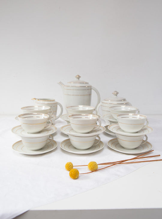 Doble juego de té y café PARA 6 porcelana Charles Ahrenfeldt Limoges (27 PIEZAS)