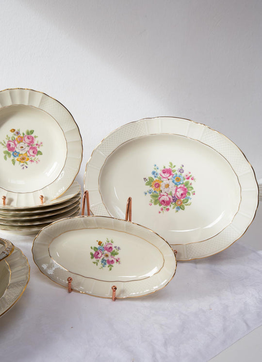 Parte de vajilla porcelana Limoges Bernardaud flores (11 PIEZAS)