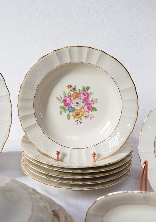 Parte de vajilla porcelana Limoges Bernardaud flores (11 PIEZAS)