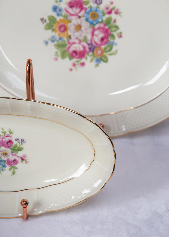 Parte de vajilla porcelana Limoges Bernardaud flores (11 PIEZAS)