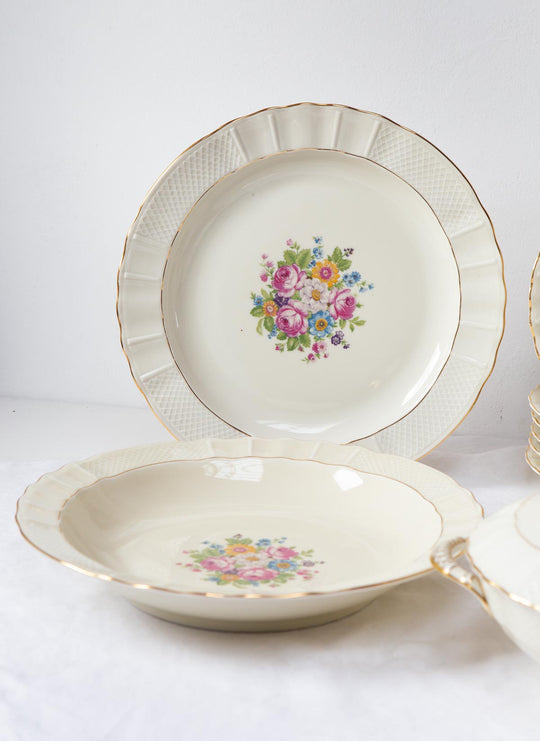 Parte de vajilla porcelana Limoges Bernardaud flores (11 PIEZAS)