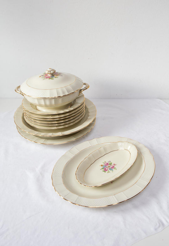 Parte de vajilla porcelana Limoges Bernardaud flores (11 PIEZAS)