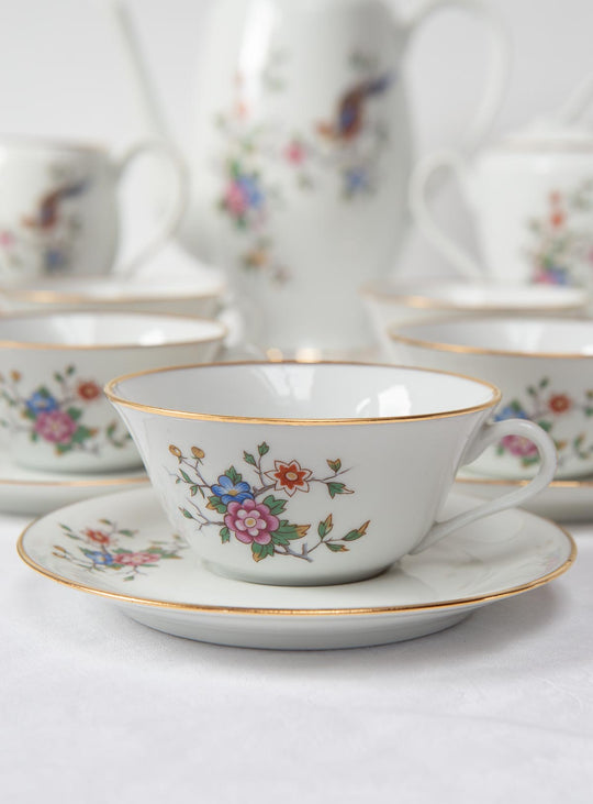 Juego de té PARA 11 porcelana Limoges ave paraíso (25 PIEZAS)