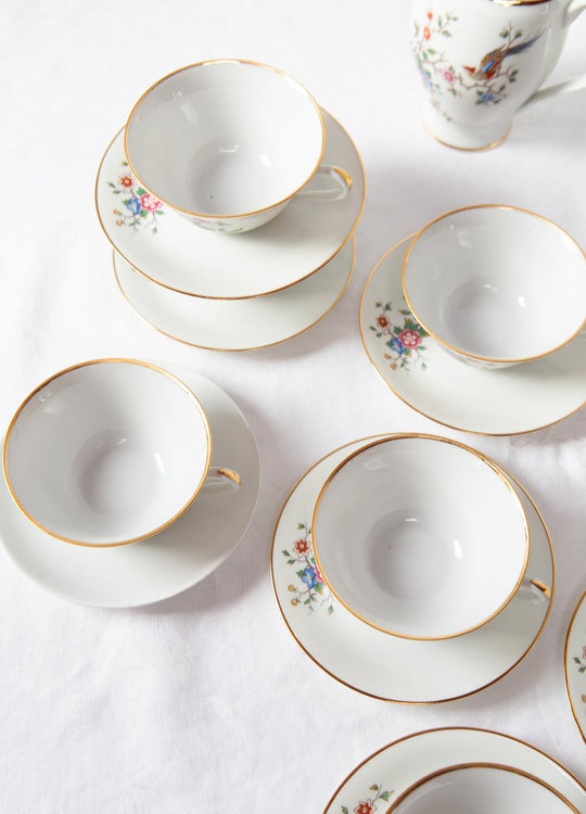 Juego de té PARA 11 porcelana Limoges ave paraíso (25 PIEZAS)