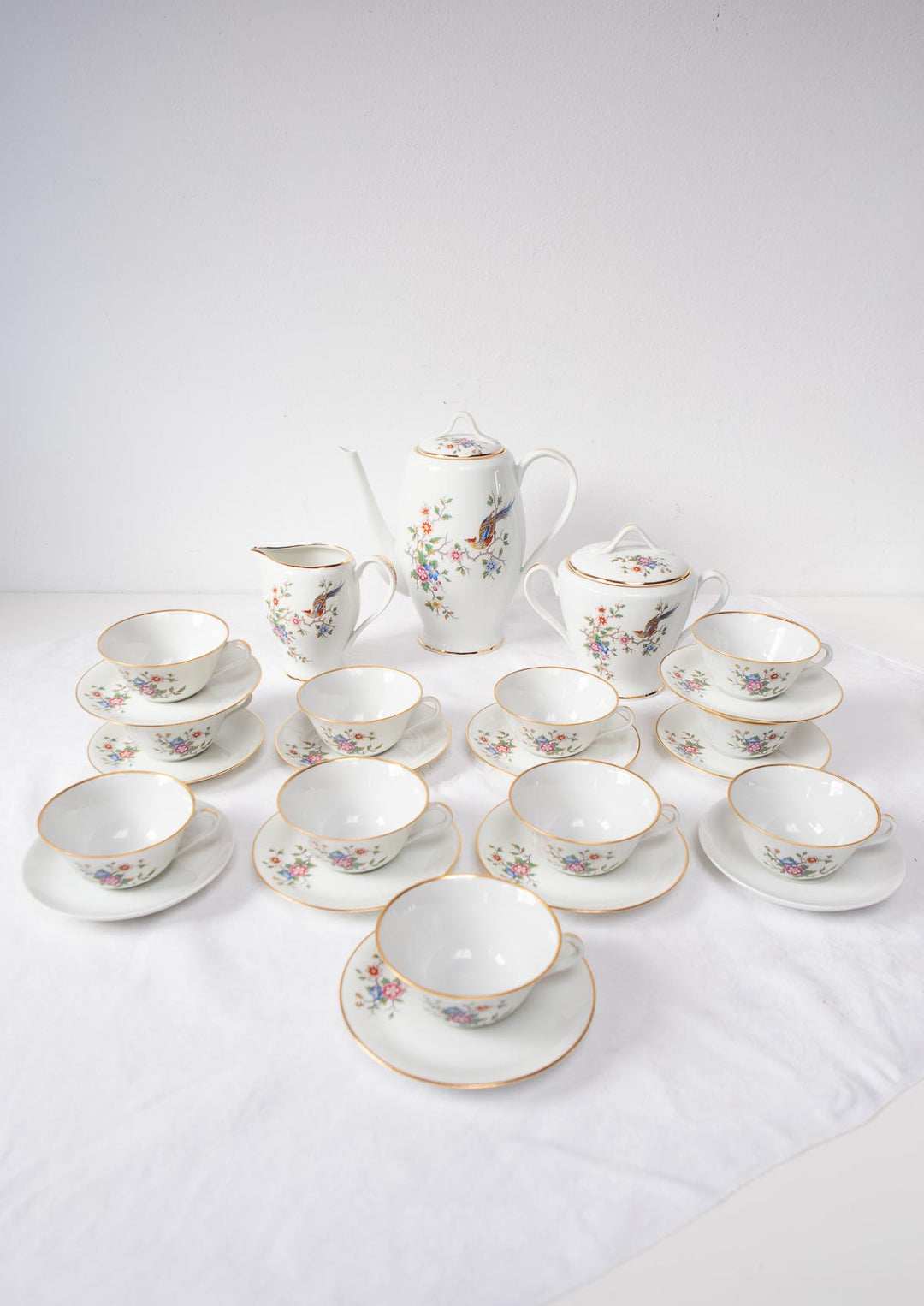 Juego de té PARA 11 porcelana Limoges ave paraíso (25 PIEZAS)