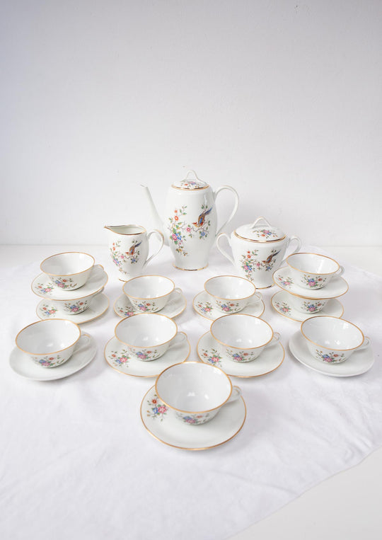 Juego de té PARA 11 porcelana Limoges ave paraíso (25 PIEZAS)