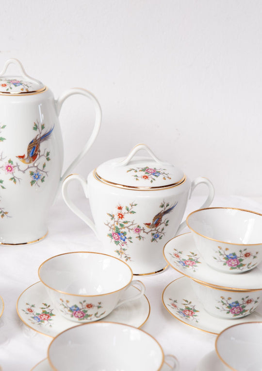 Juego de té PARA 11 porcelana Limoges ave paraíso (25 PIEZAS)