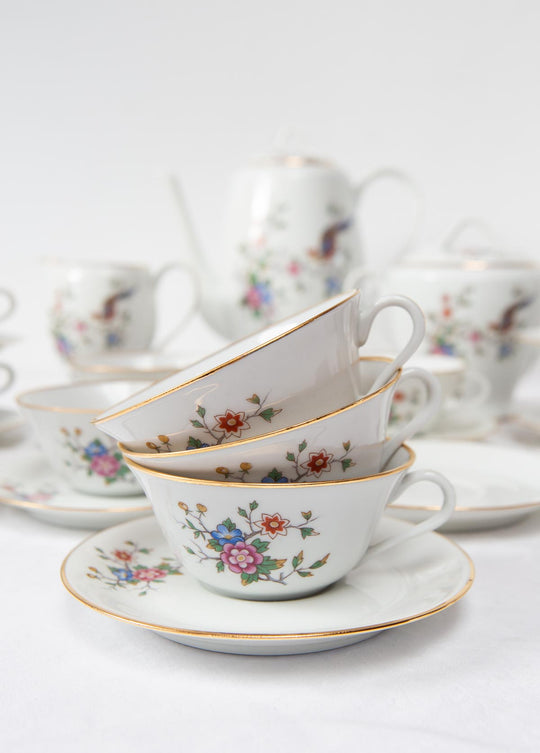 Juego de té PARA 11 porcelana Limoges ave paraíso (25 PIEZAS)