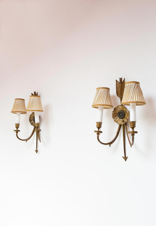 Pareja grandes apliques franceses estilo Imperio flecha s. XIX (42 cm)