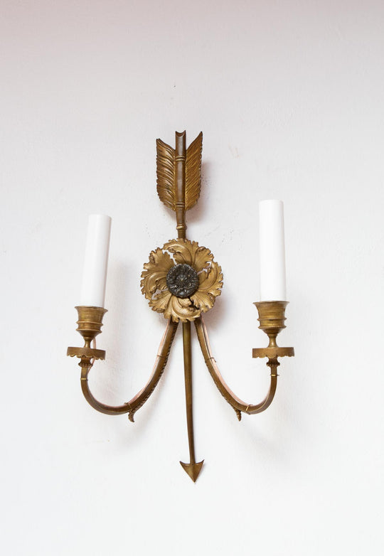 Pareja grandes apliques franceses estilo Imperio flecha s. XIX (42 cm)