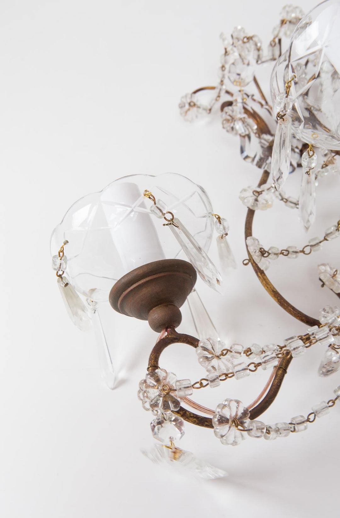 Gran aplique italiano hierro y cadenas cristales c. 1950