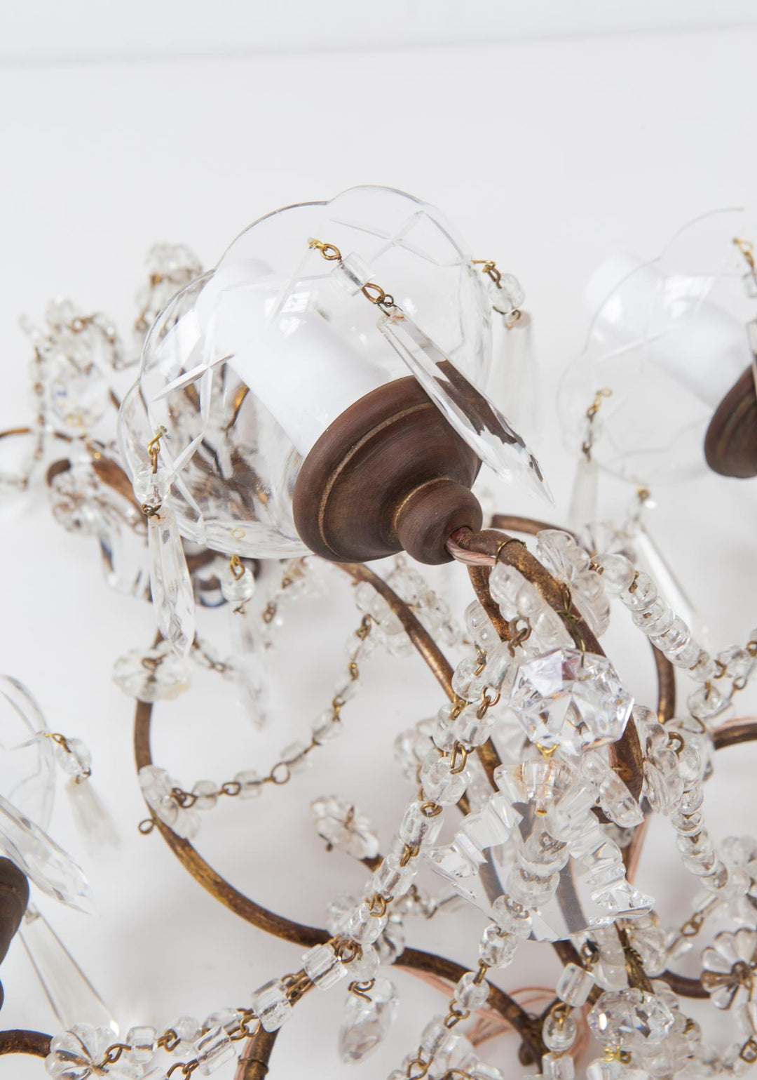 Gran aplique italiano hierro y cadenas cristales c. 1950