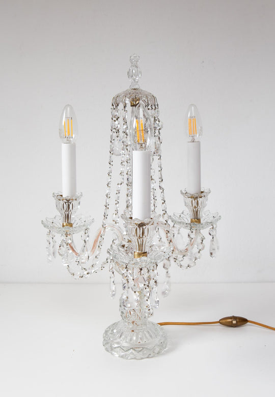 Lámpara mesa "Girandole" cristal checo Bohemia 53 cm c. 1970