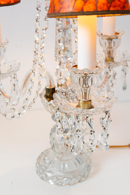 Lámpara mesa "Girandole" cristal checo Bohemia 53 cm c. 1970