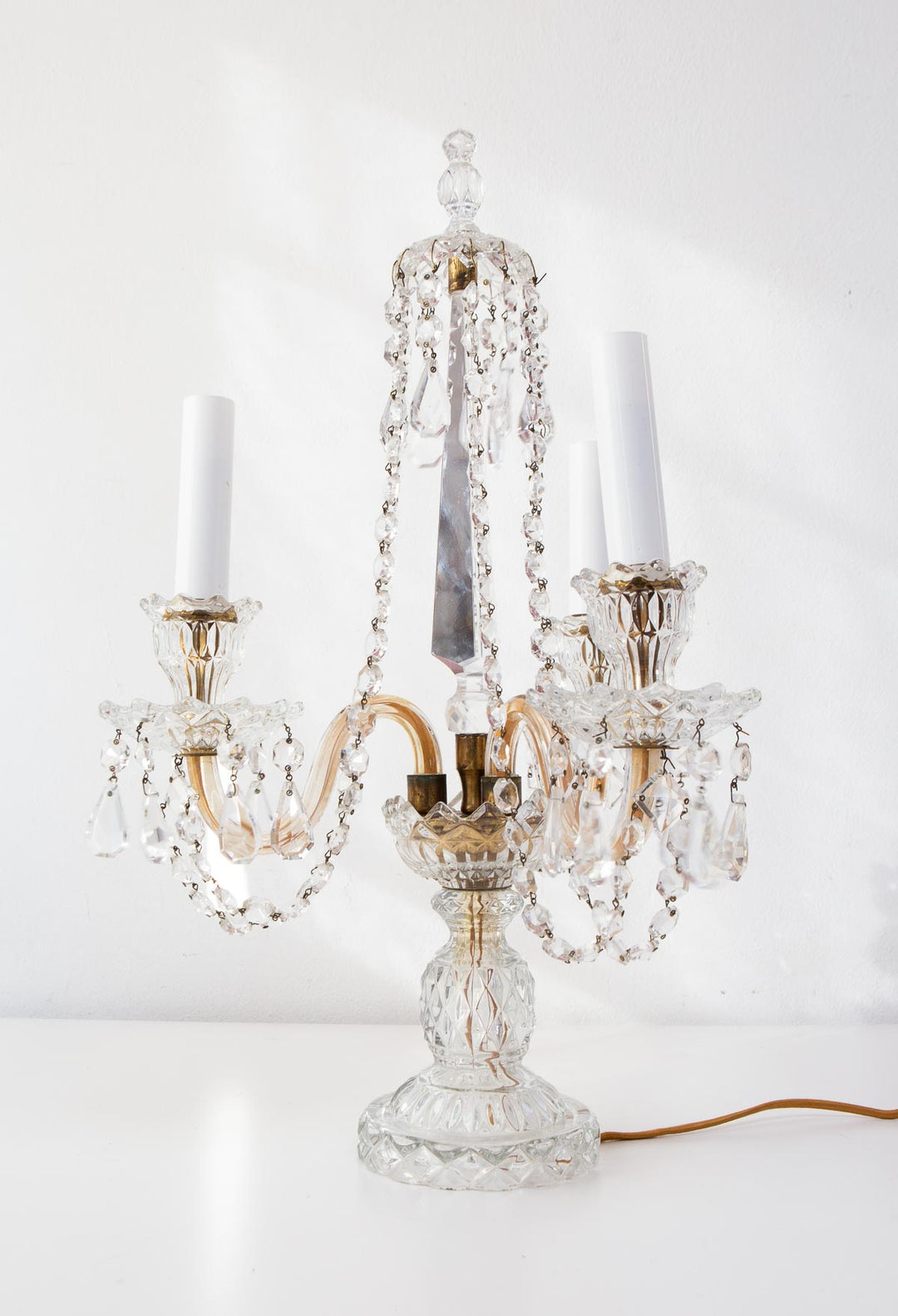 Lámpara mesa "Girandole" cristal checo Bohemia 53 cm c. 1970