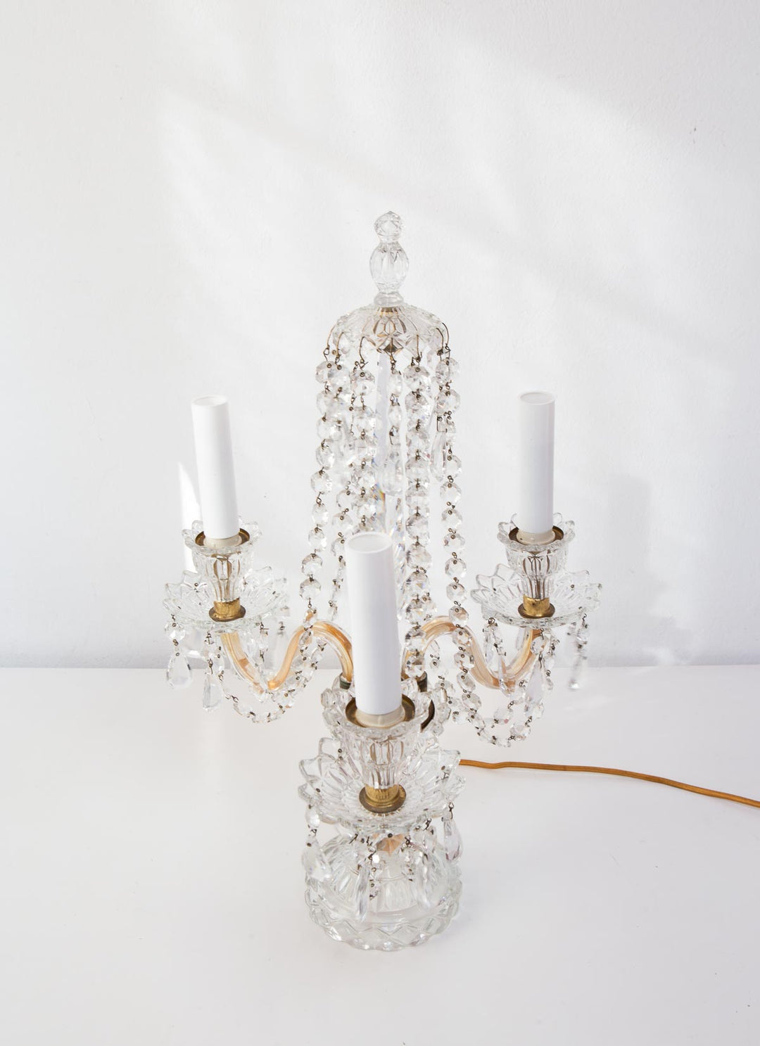 Lámpara mesa "Girandole" cristal checo Bohemia 53 cm c. 1970