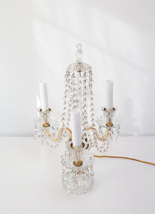 Lámpara mesa "Girandole" cristal checo Bohemia 53 cm c. 1970