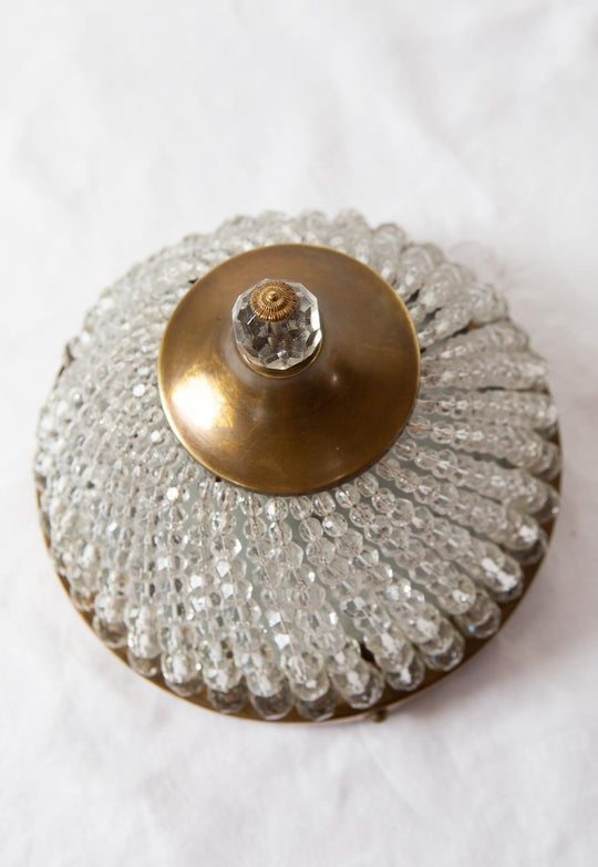 Pequeño plafón francés latón y cristal (20,5 cm)