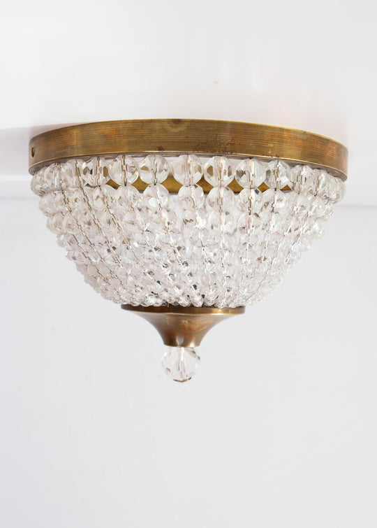 Pequeño plafón francés latón y cristal (20,5 cm)