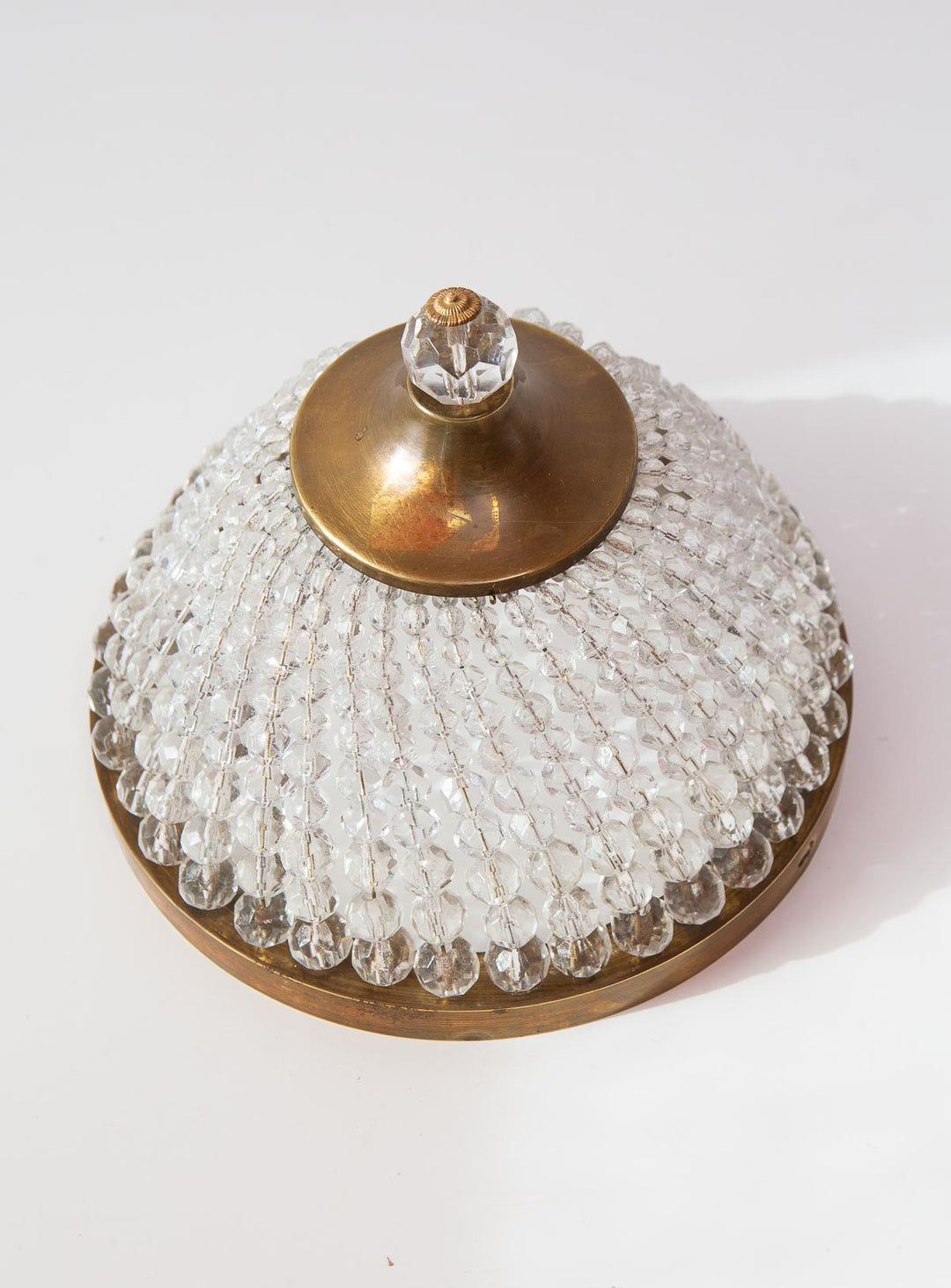 Pequeño plafón francés latón y cristal (20,5 cm)