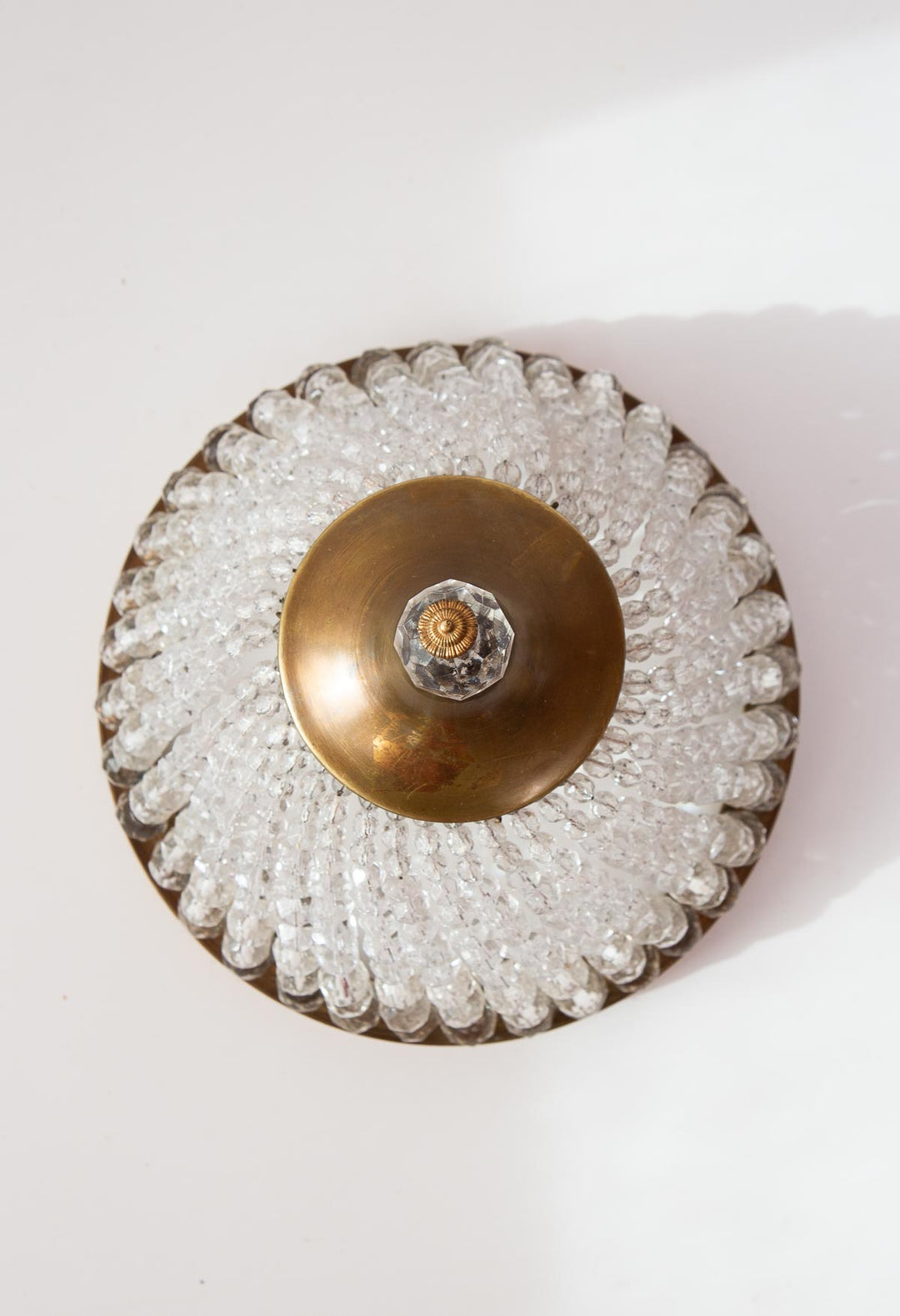Pequeño plafón francés latón y cristal (20,5 cm)