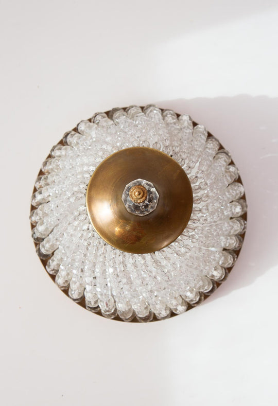 Pequeño plafón francés latón y cristal (20,5 cm)