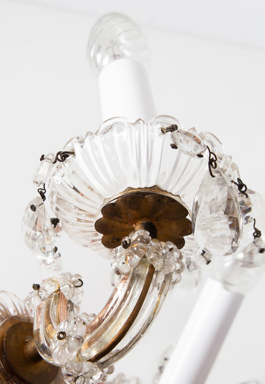 Pareja apliques vintage franceses cristal y latón c. 1950s